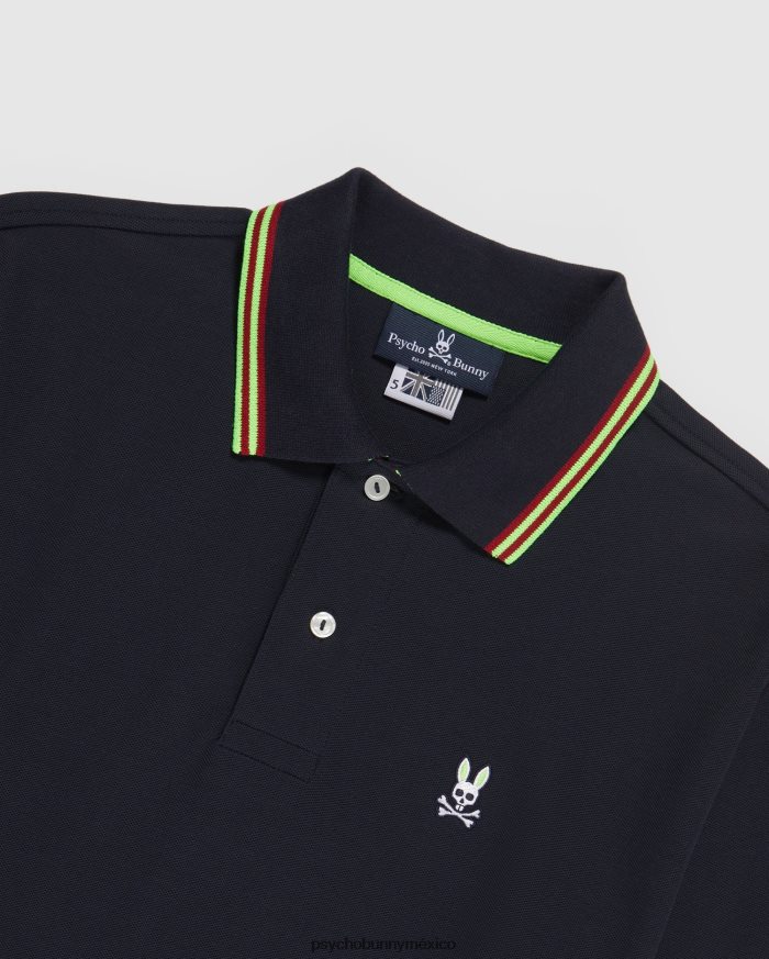 polo ochoco de manga corta con cuello a rayas para hombre ArmadaR46422103 Psycho Bunny