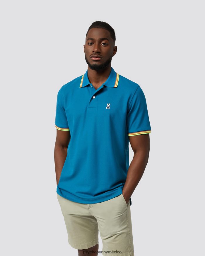 polo ochoco de manga corta con cuello a rayas para hombre Mar EgeoR4642267 Psycho Bunny