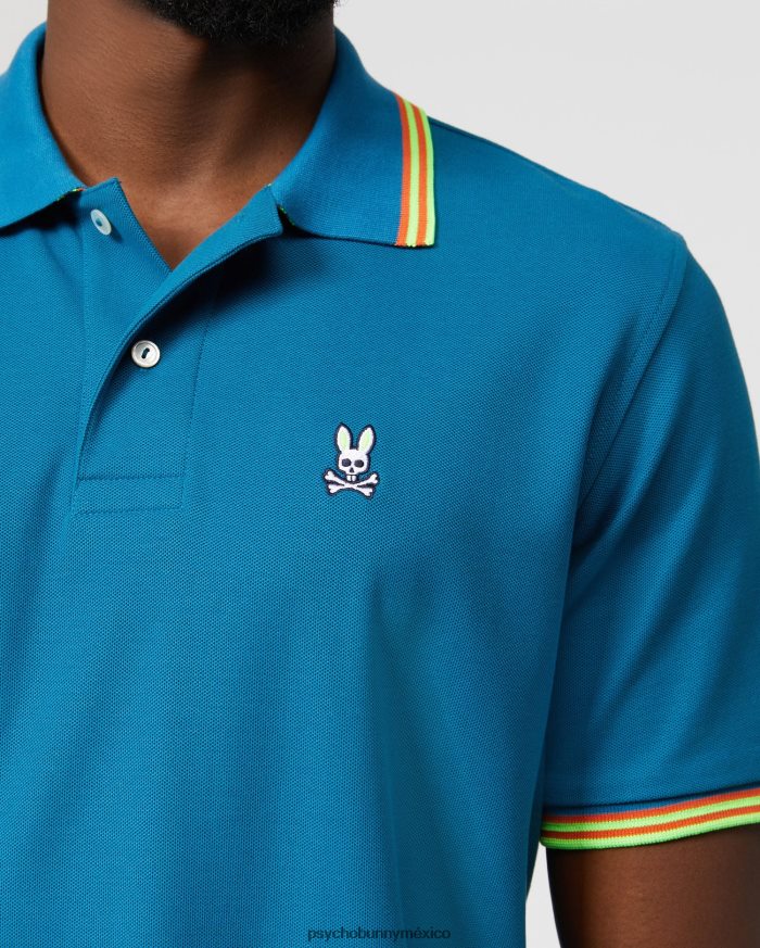 polo ochoco de manga corta con cuello a rayas para hombre Mar EgeoR4642267 Psycho Bunny