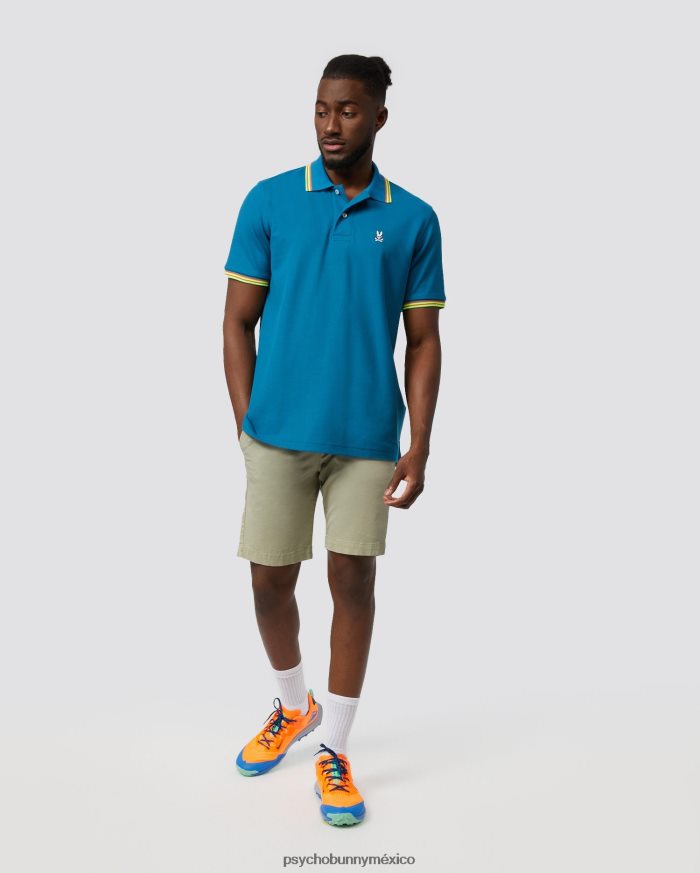 polo ochoco de manga corta con cuello a rayas para hombre Mar EgeoR4642267 Psycho Bunny