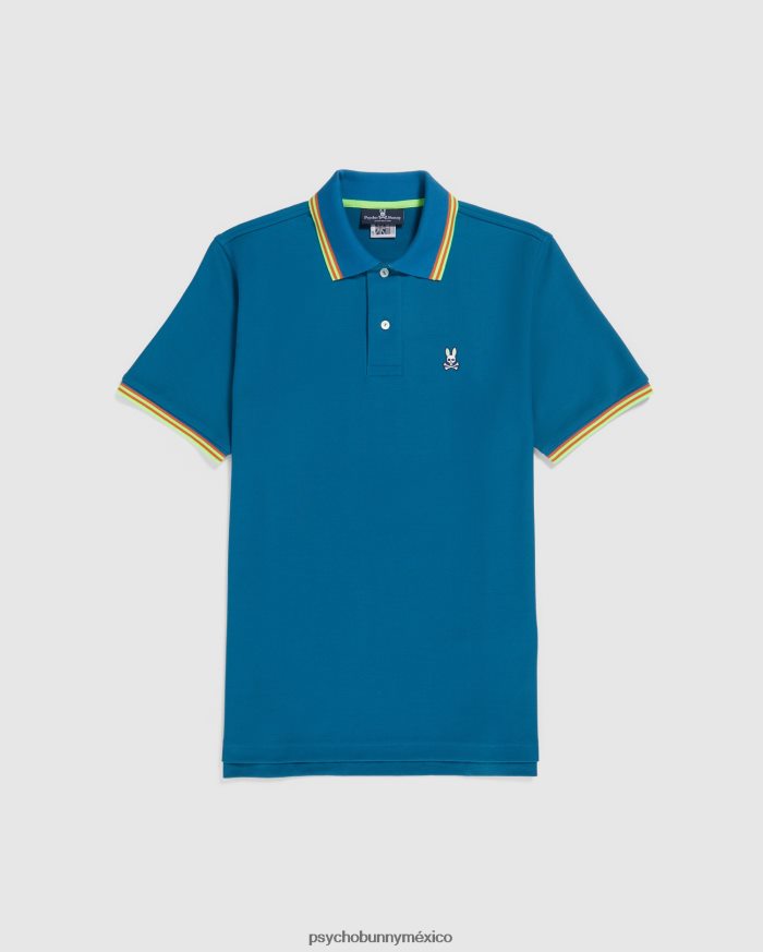 polo ochoco de manga corta con cuello a rayas para hombre Mar EgeoR4642267 Psycho Bunny