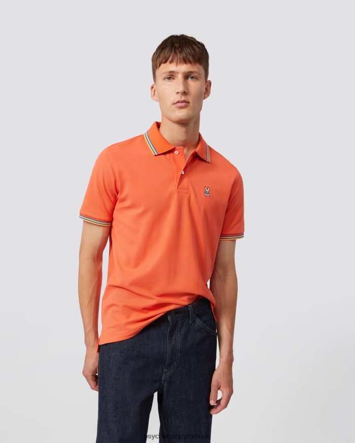 polo ochoco de manga corta con cuello a rayas para hombre lirio de tigreR46422102 Psycho Bunny