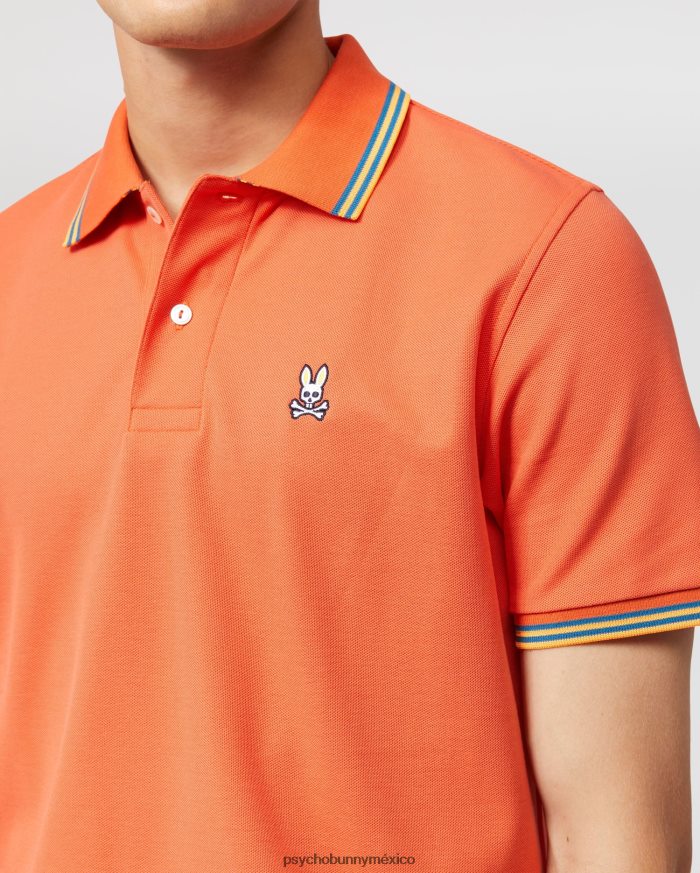 polo ochoco de manga corta con cuello a rayas para hombre lirio de tigreR46422102 Psycho Bunny