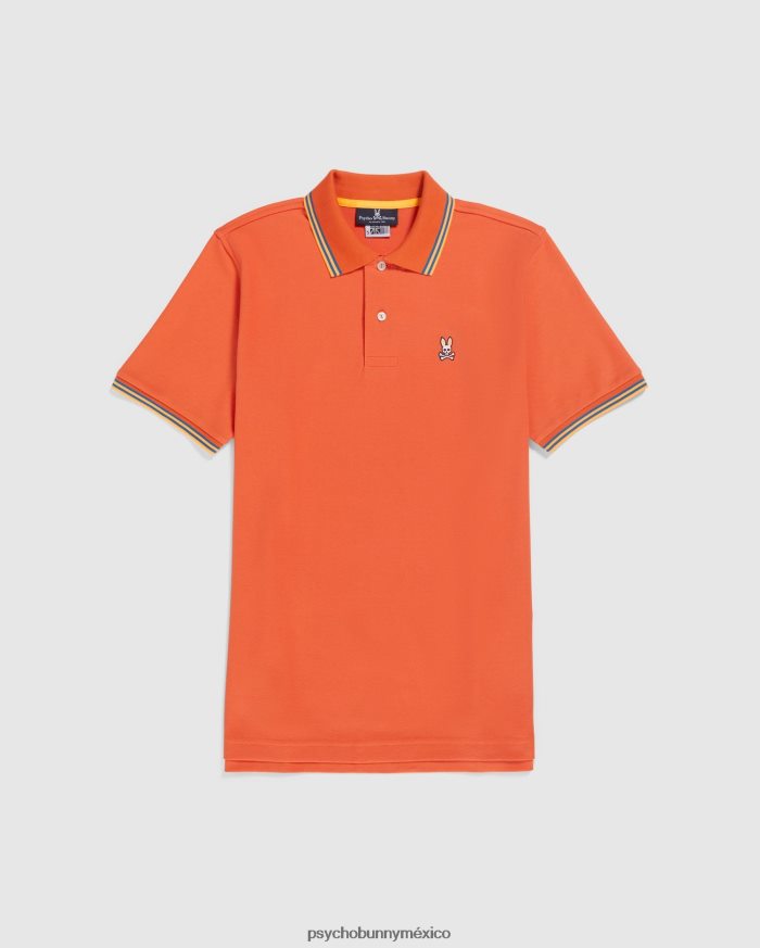 polo ochoco de manga corta con cuello a rayas para hombre lirio de tigreR46422102 Psycho Bunny