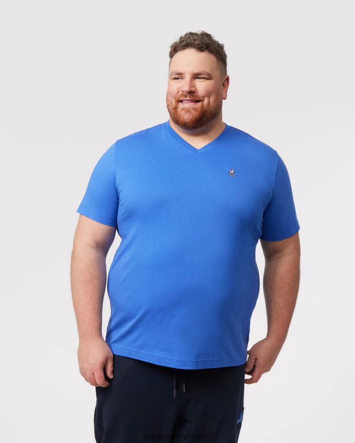 camiseta clásica con cuello en v grande y alto para hombre azul brillanteR46422409 Psycho Bunny