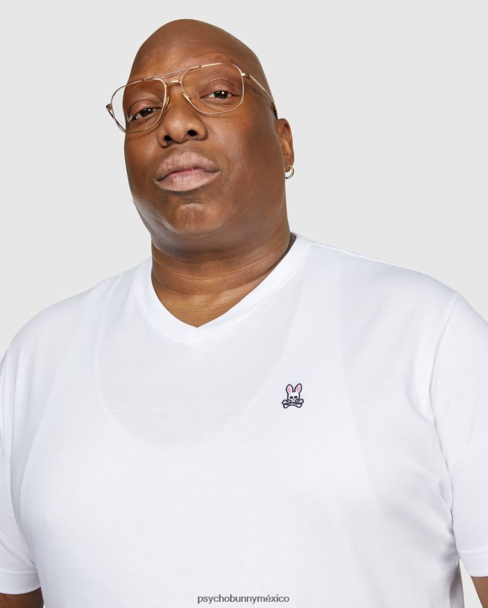 camiseta clásica con cuello en v grande y alto para hombre blancoR46422443 Psycho Bunny