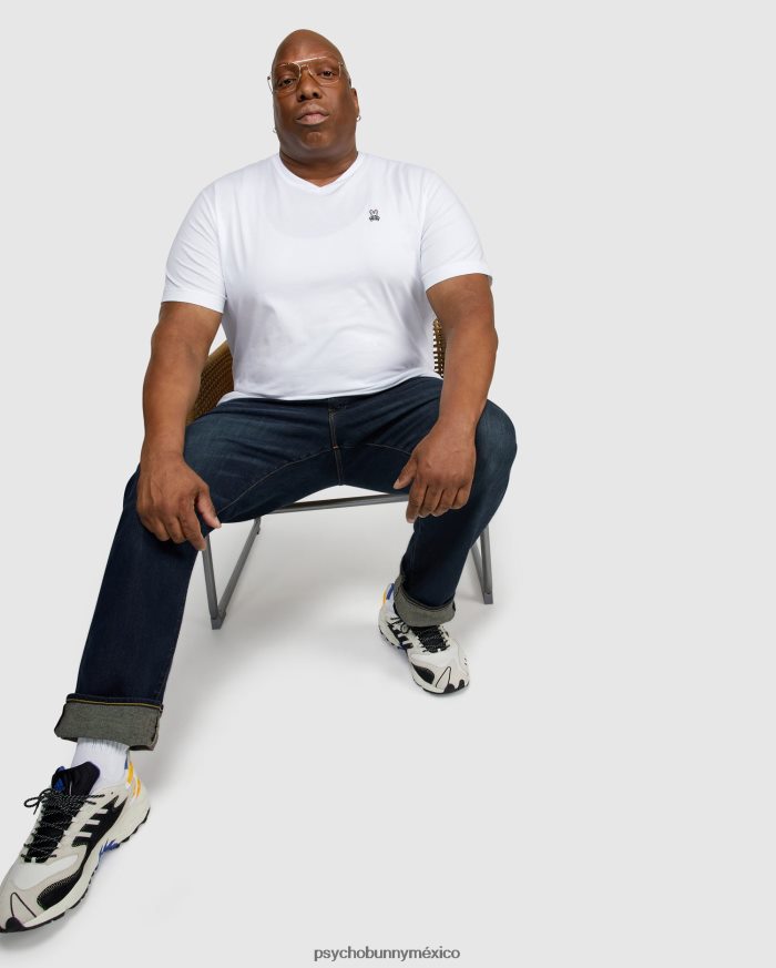 camiseta clásica con cuello en v grande y alto para hombre blancoR46422443 Psycho Bunny