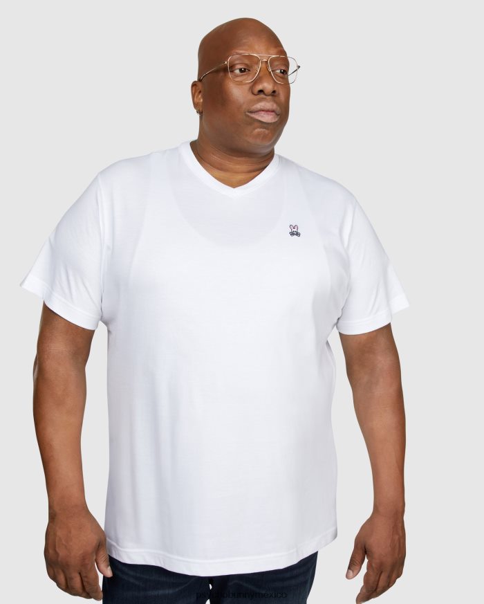 camiseta clásica con cuello en v grande y alto para hombre blancoR46422443 Psycho Bunny