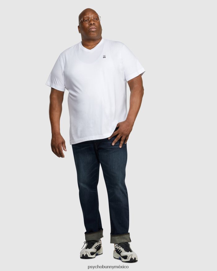camiseta clásica con cuello en v grande y alto para hombre blancoR46422443 Psycho Bunny