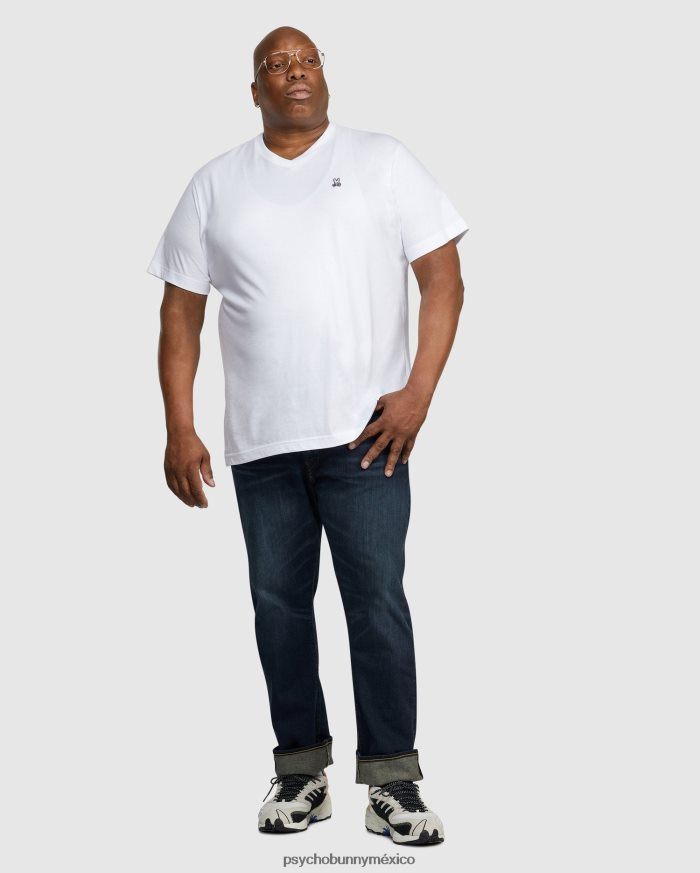 camiseta clásica con cuello en v grande y alto para hombre blancoR46422443 Psycho Bunny