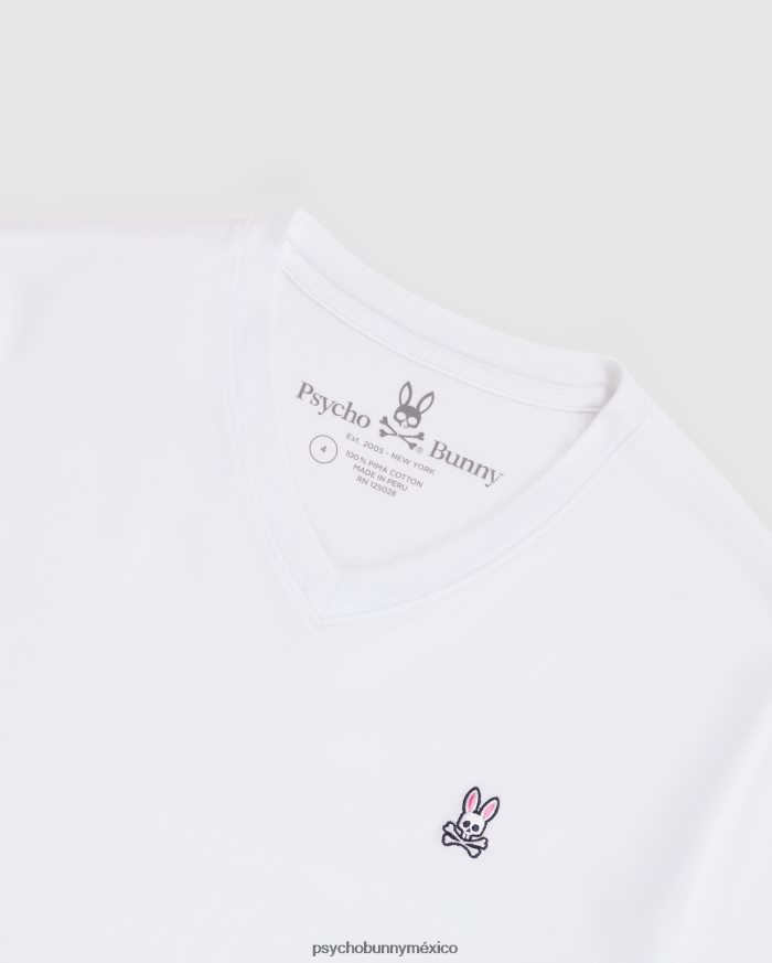 camiseta clásica con cuello en v grande y alto para hombre blancoR46422443 Psycho Bunny