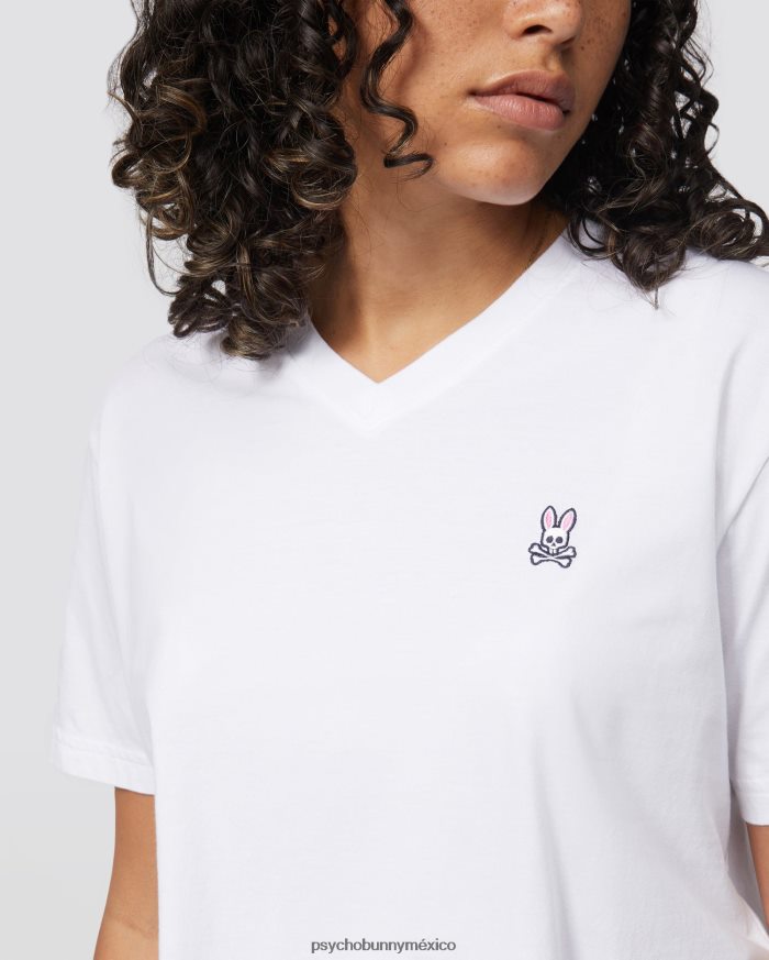 camiseta clásica con cuello en v para hombre blancoR46422276 Psycho Bunny