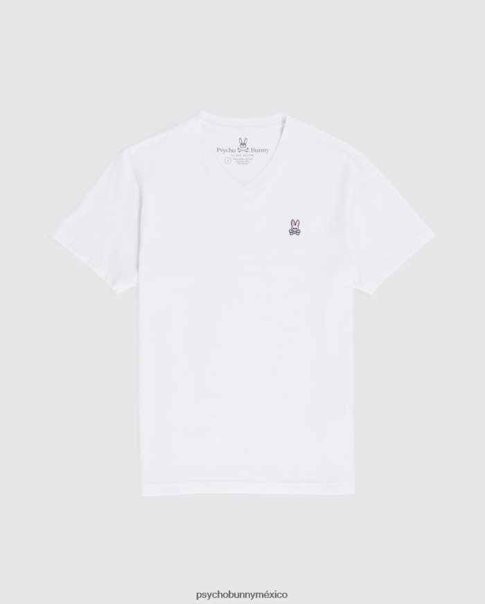 camiseta clásica con cuello en v para hombre blancoR46422276 Psycho Bunny