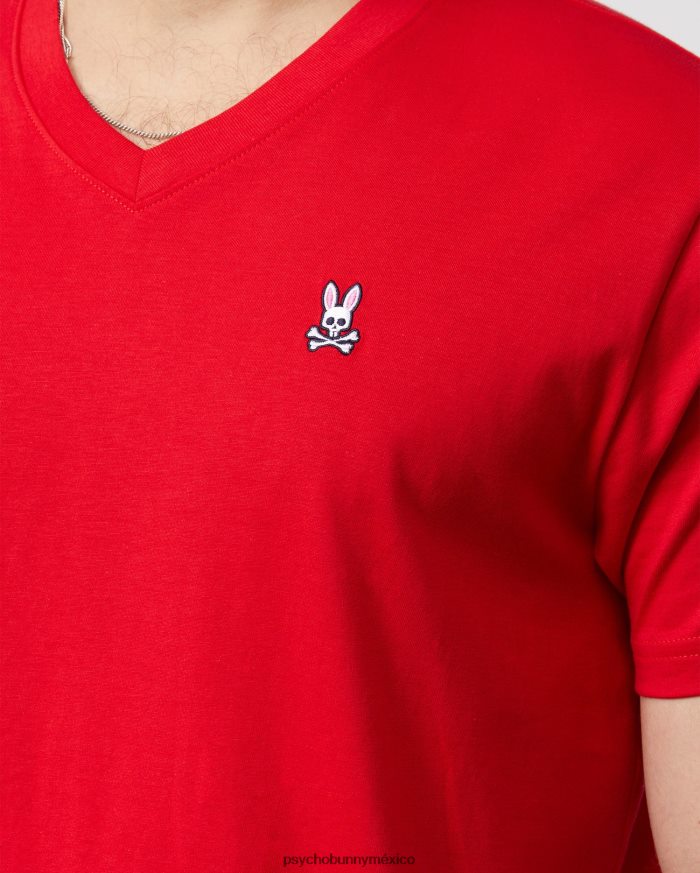 camiseta clásica con cuello en v para hombre rojo brillanteR46422265 Psycho Bunny