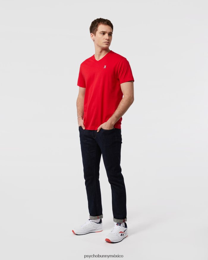 camiseta clásica con cuello en v para hombre rojo brillanteR46422265 Psycho Bunny