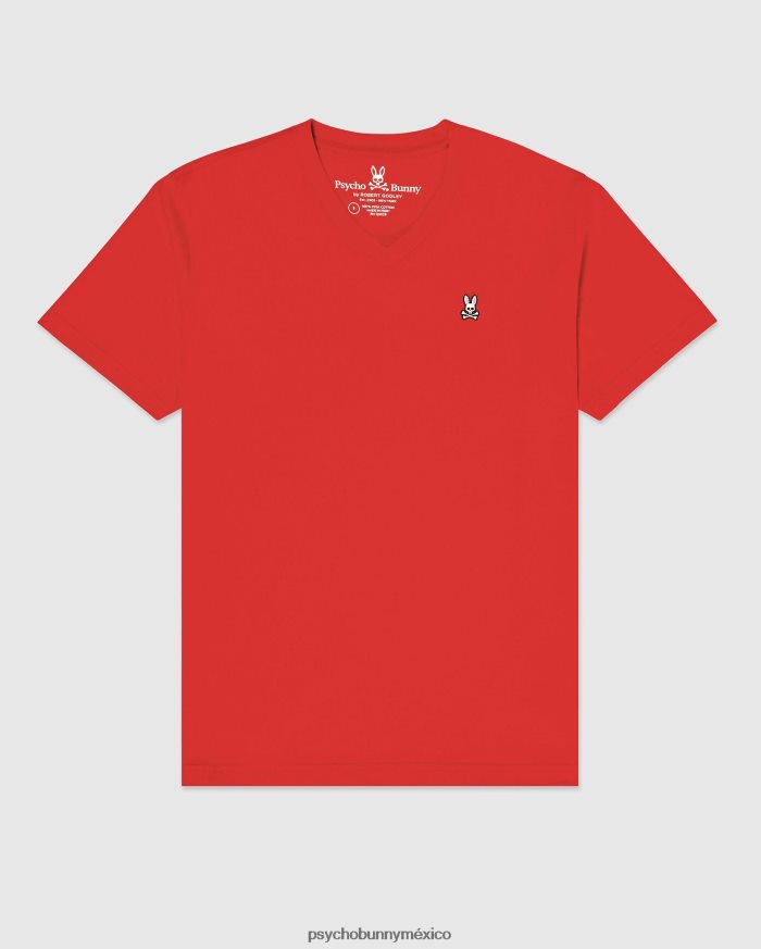 camiseta clásica con cuello en v para hombre rojo brillanteR46422265 Psycho Bunny