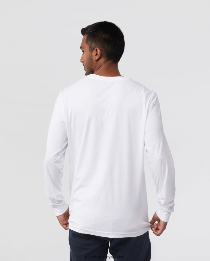 camiseta clásica de manga larga con cuello redondo para hombre blancoR46422206 Psycho Bunny
