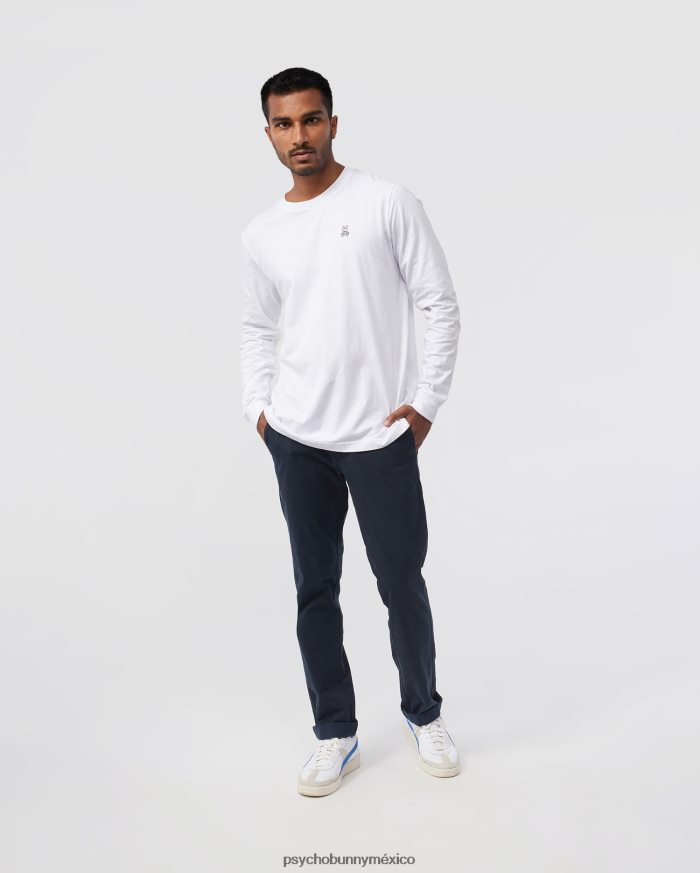 camiseta clásica de manga larga con cuello redondo para hombre blancoR46422206 Psycho Bunny
