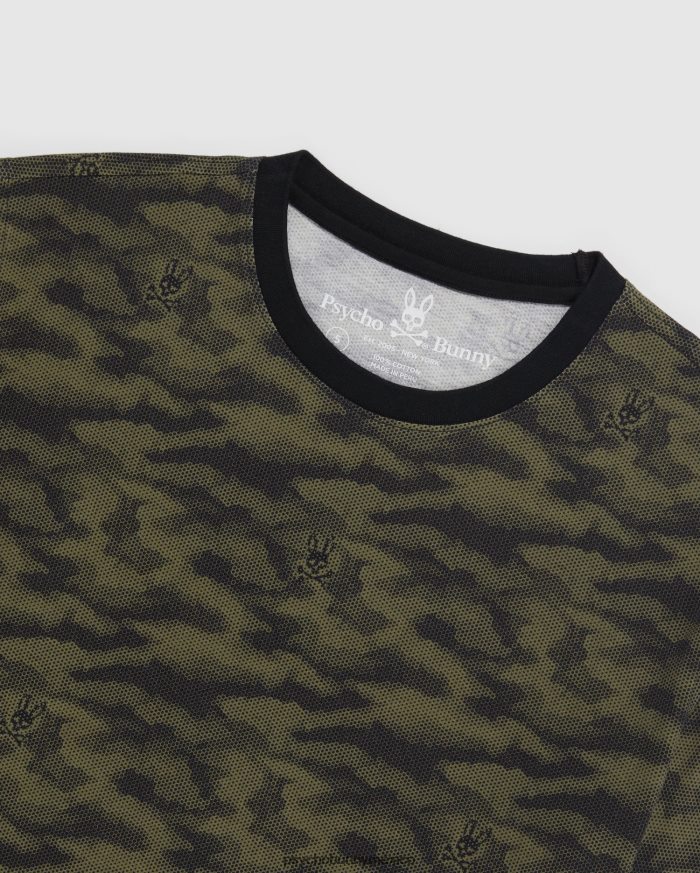 camiseta con estampado de camuflaje rockaway para hombre oliva oscuroR46422274 Psycho Bunny