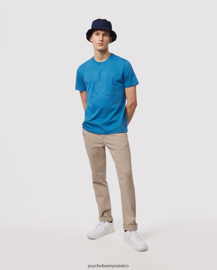 camiseta con gráfico de borde para hombre azul yaleR46422164 Psycho Bunny