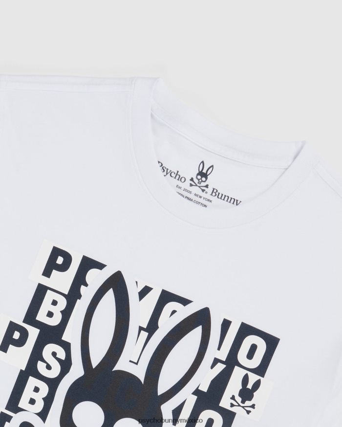 camiseta con gráfico de conejito hamming grande y alto para hombre blancoR46422415 Psycho Bunny