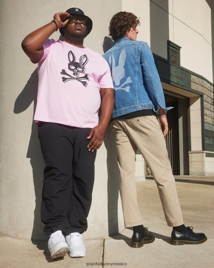 camiseta con gráfico de sarga grande y alto para hombre rosa puroR46422397 Psycho Bunny