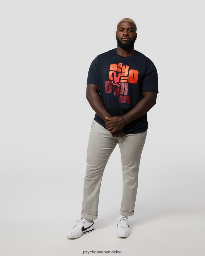 camiseta con gráfico flocado de lyons grandes y altos para hombre ArmadaR46422441 Psycho Bunny