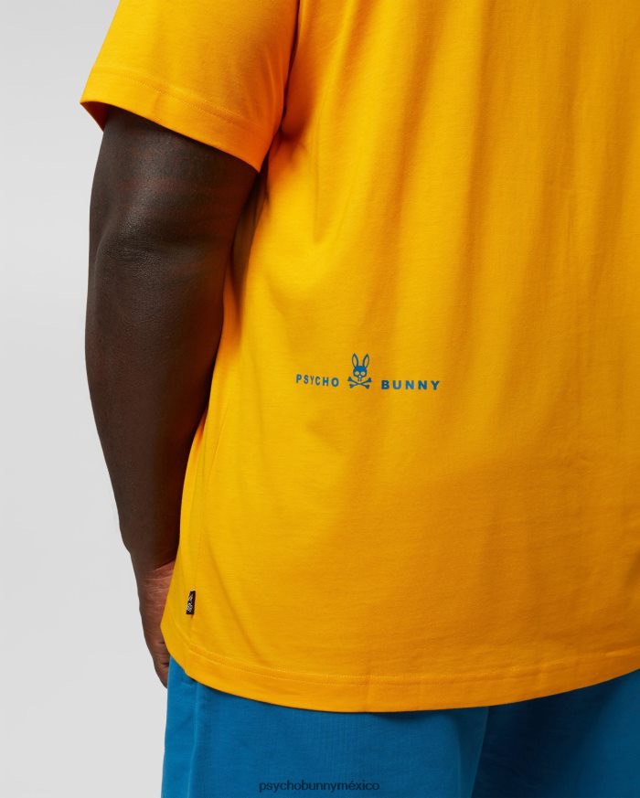 camiseta con gráfico flocado de lyons grandes y altos para hombre azafránR46422439 Psycho Bunny