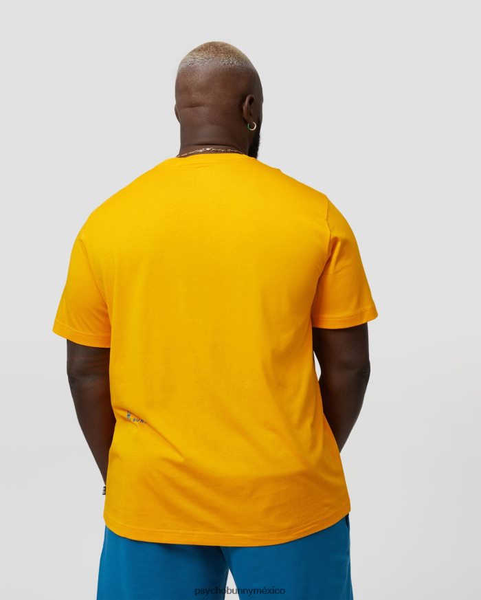 camiseta con gráfico flocado de lyons grandes y altos para hombre azafránR46422439 Psycho Bunny