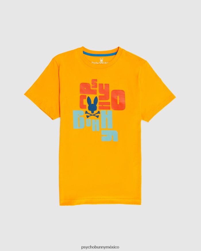 camiseta con gráfico flocado de lyons grandes y altos para hombre azafránR46422439 Psycho Bunny