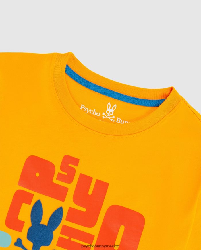 camiseta con gráfico flocado de lyons para hombre azafránR46422275 Psycho Bunny