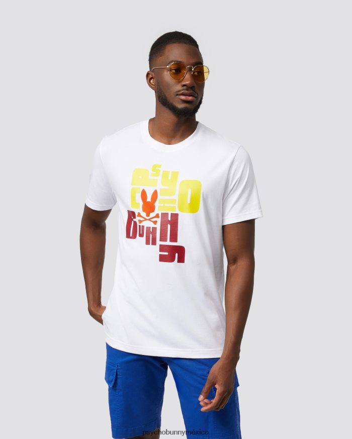 camiseta con gráfico flocado de lyons para hombre blancoR46422270 Psycho Bunny