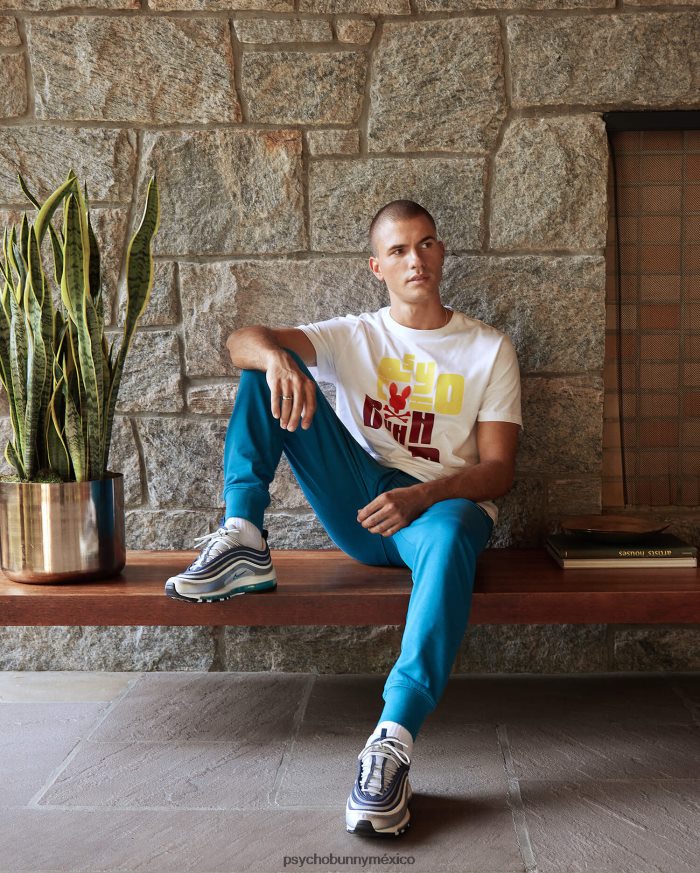 camiseta con gráfico flocado de lyons para hombre blancoR46422270 Psycho Bunny