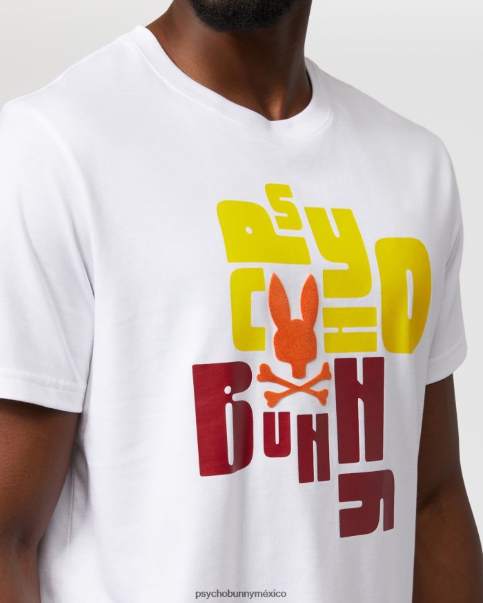 camiseta con gráfico flocado de lyons para hombre blancoR46422270 Psycho Bunny