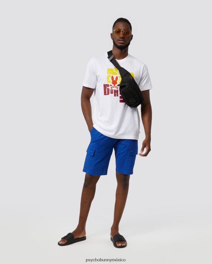 camiseta con gráfico flocado de lyons para hombre blancoR46422270 Psycho Bunny