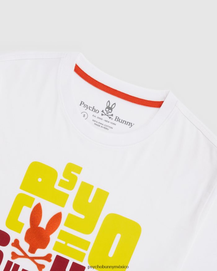 camiseta con gráfico flocado de lyons para hombre blancoR46422270 Psycho Bunny