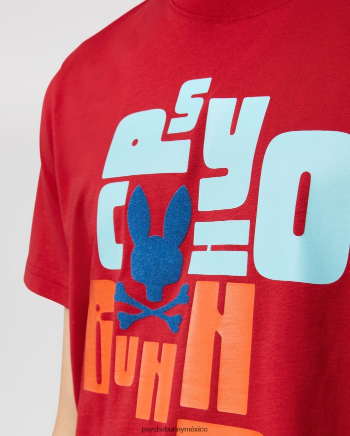 camiseta con gráfico flocado de lyons para hombre río rojoR46422262 Psycho Bunny