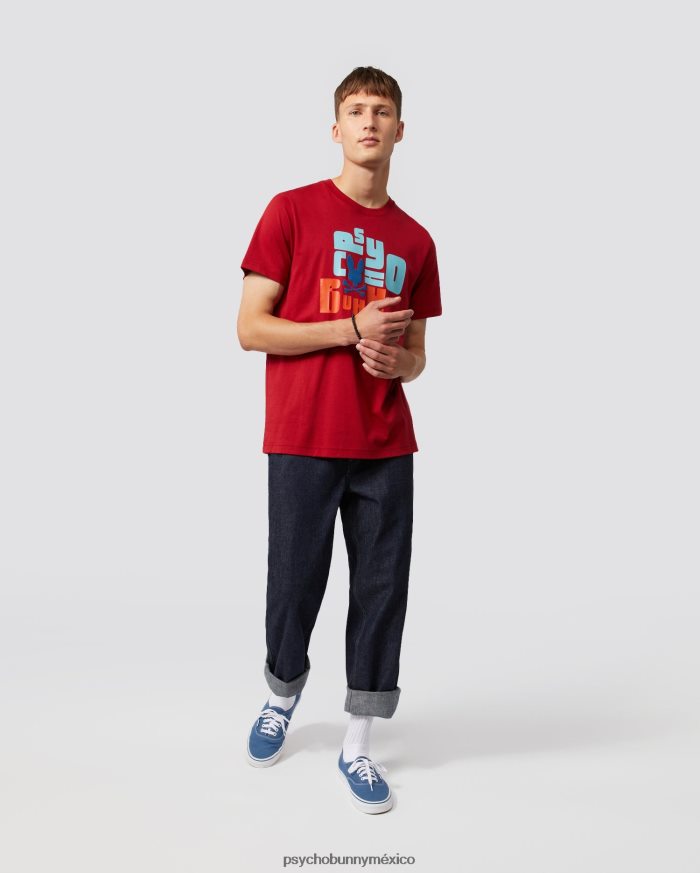 camiseta con gráfico flocado de lyons para hombre río rojoR46422262 Psycho Bunny