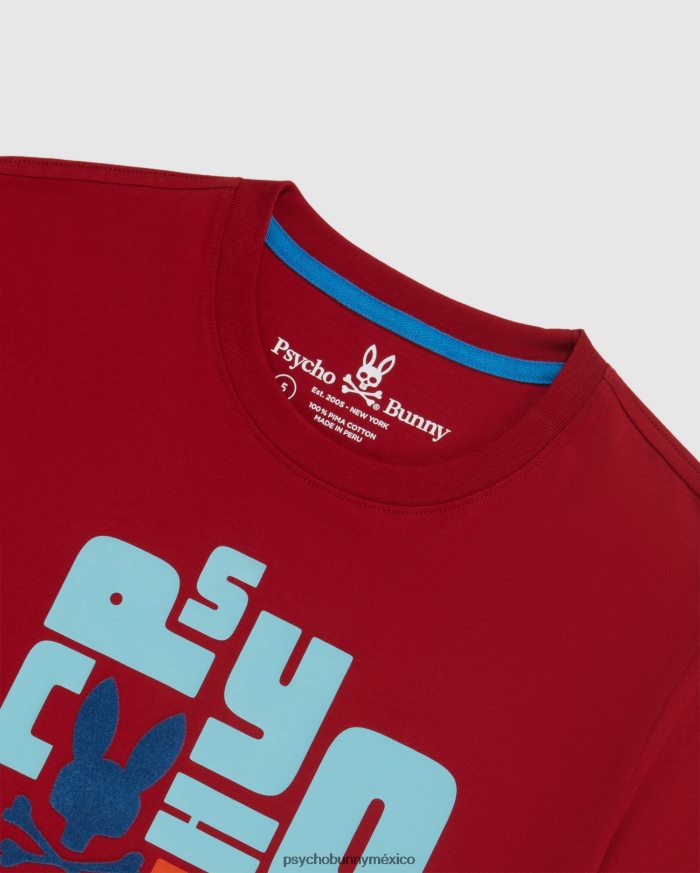 camiseta con gráfico flocado de lyons para hombre río rojoR46422262 Psycho Bunny