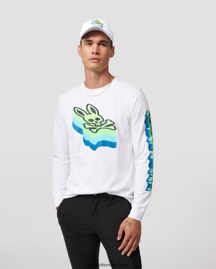 camiseta de manga larga con gráfico dalles para hombre blancoR46422235 Psycho Bunny