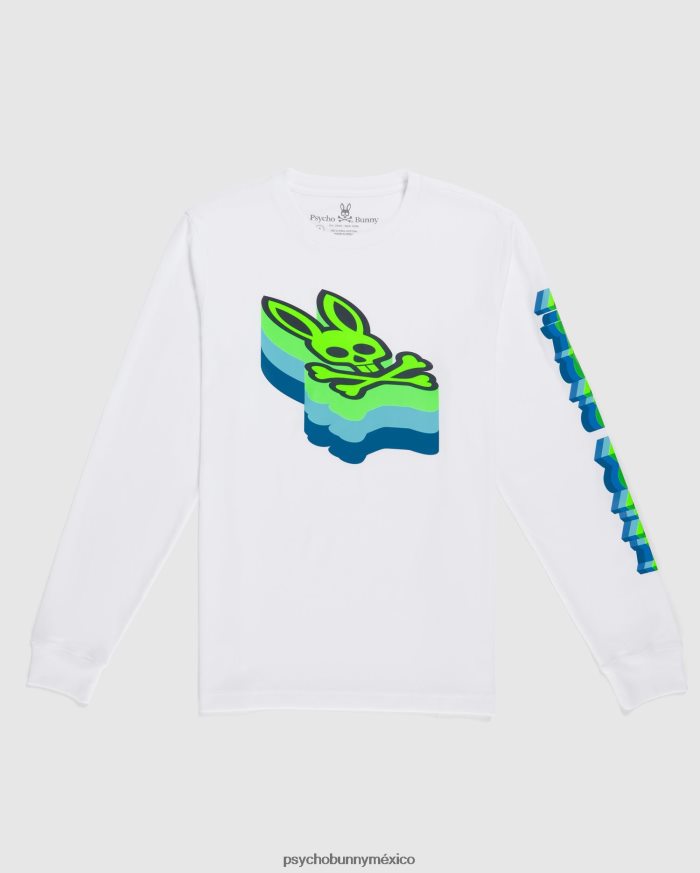camiseta de manga larga con gráfico dalles para hombre blancoR46422235 Psycho Bunny