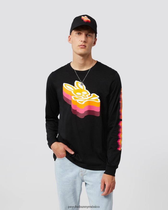camiseta de manga larga con gráfico dalles para hombre negroR46422236 Psycho Bunny
