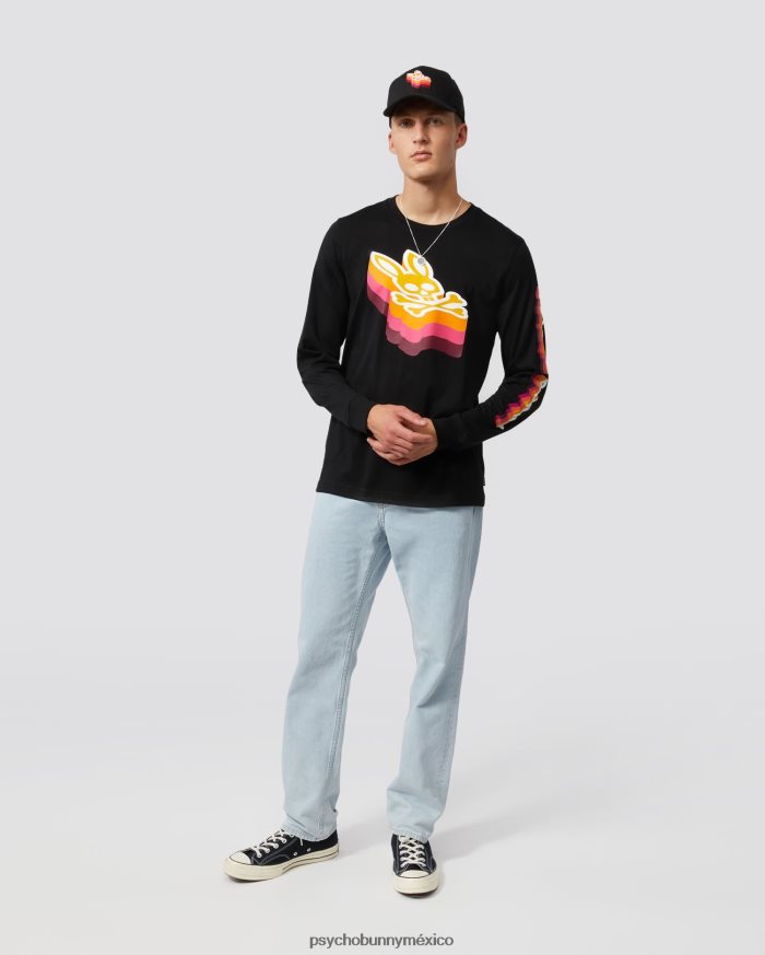 camiseta de manga larga con gráfico dalles para hombre negroR46422236 Psycho Bunny