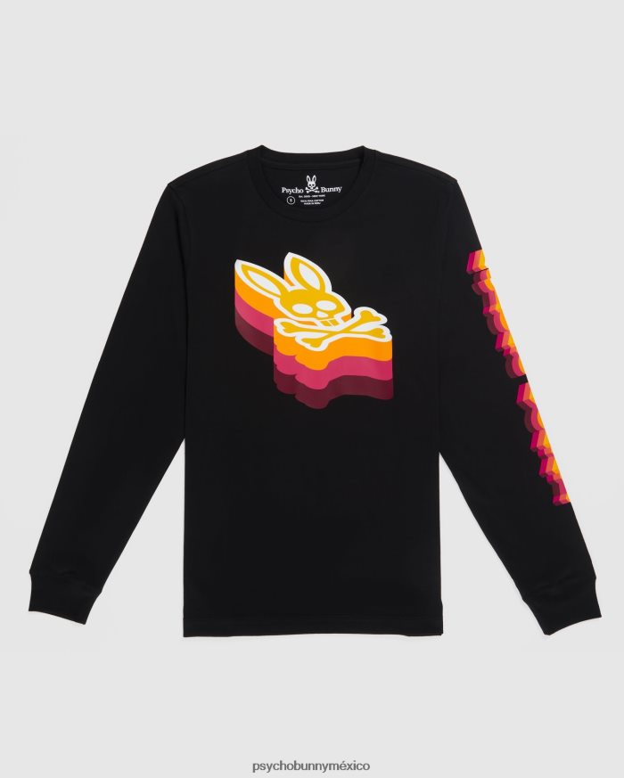 camiseta de manga larga con gráfico dalles para hombre negroR46422236 Psycho Bunny