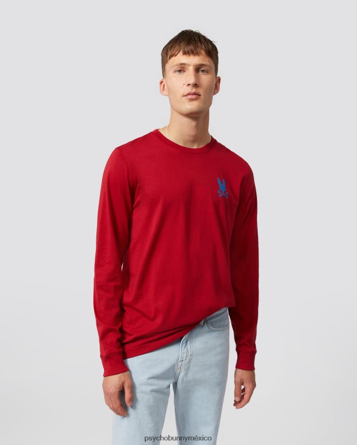 camiseta de manga larga flocada de lyons para hombre río rojoR46422266 Psycho Bunny