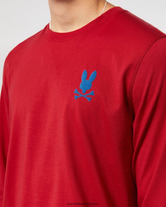 camiseta de manga larga flocada de lyons para hombre río rojoR46422266 Psycho Bunny
