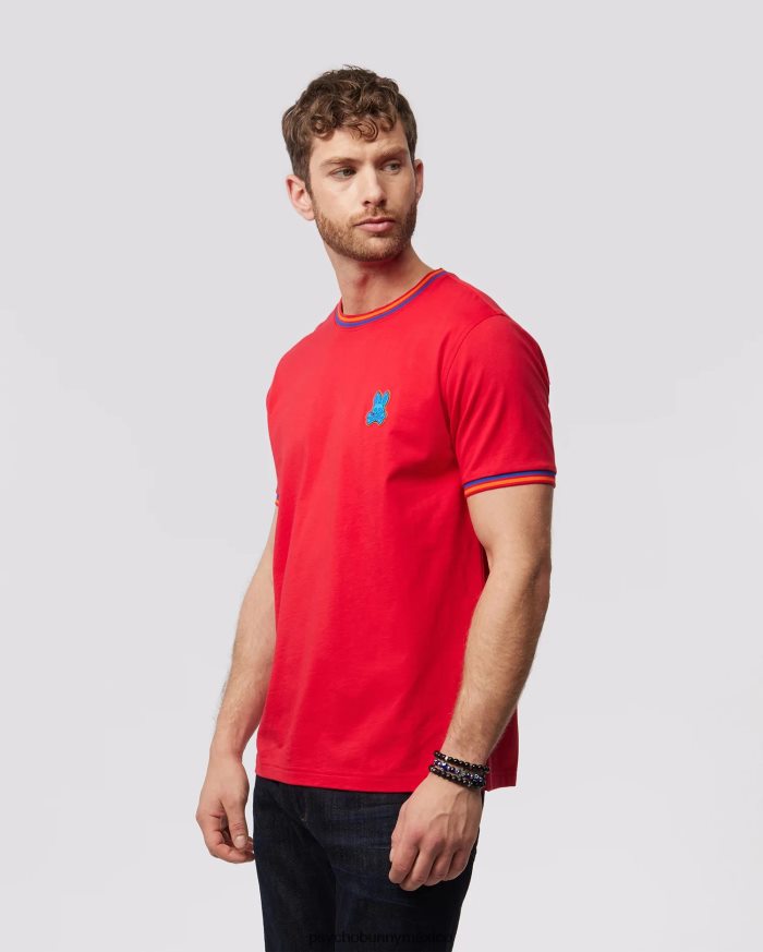 camiseta de moda de bancos para hombre rojo rubíR46422123 Psycho Bunny