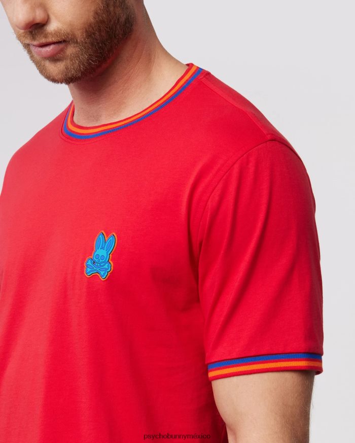 camiseta de moda de bancos para hombre rojo rubíR46422123 Psycho Bunny