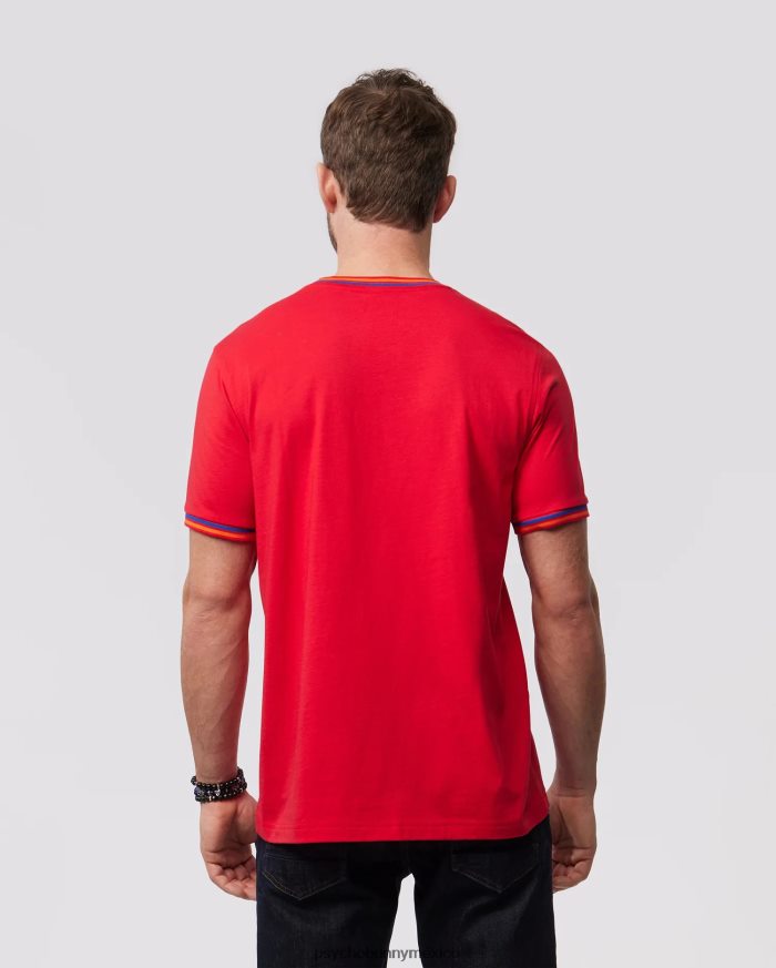 camiseta de moda de bancos para hombre rojo rubíR46422123 Psycho Bunny