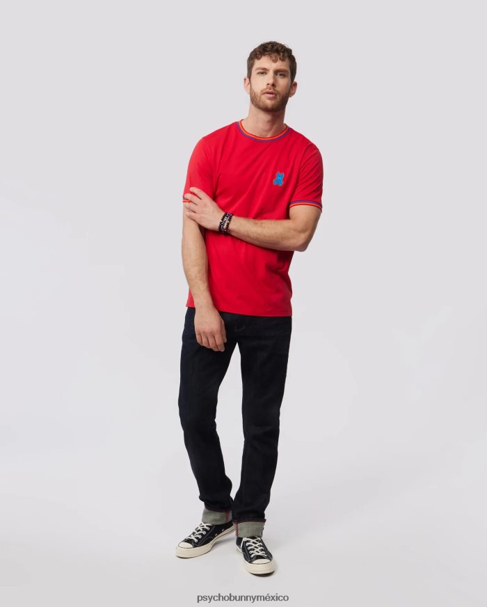 camiseta de moda de bancos para hombre rojo rubíR46422123 Psycho Bunny